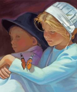 Amish Children With Butterfly Diamond Painting