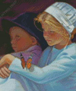 Amish Children With Butterfly Diamond Painting