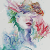 Abstract Lady And Fishes Art Diamond Painting