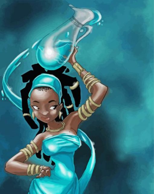 Black Woman Aquarius Diamond Painting