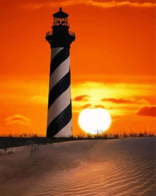 Cape Hatteras Lighthouse Sunset Diamond Painting