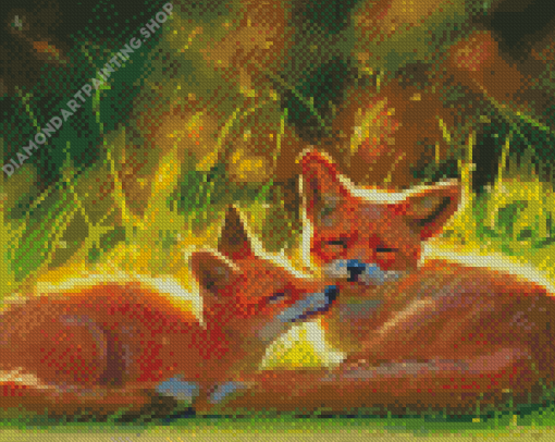 Cute Fox Couple Diamond Painting