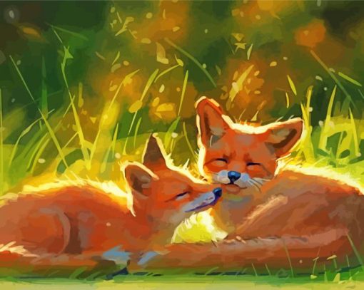 Cute Fox Couple Diamond Painting