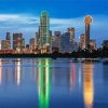 Dallas Skyline Reflection In Water Diamond Painting