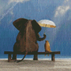 Elephant On A Bench Diamond Painting