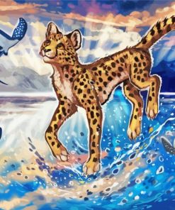 Fantasy Cheetah In Water Diamond Painting