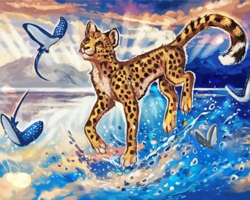 Fantasy Cheetah In Water Diamond Painting