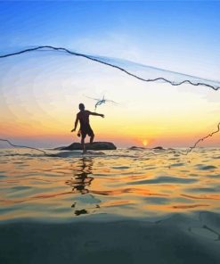 Fishing In Hawaii Silhouette Diamond Painting