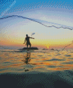 Fishing In Hawaii Silhouette Diamond Painting