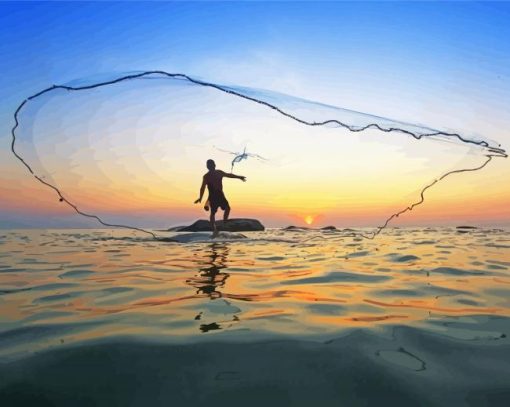 Fishing In Hawaii Silhouette Diamond Painting