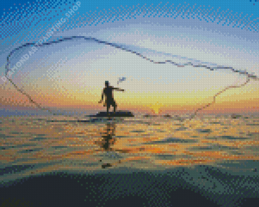 Fishing In Hawaii Silhouette Diamond Painting