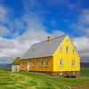 Iceland Houses Yellow Diamond Painting