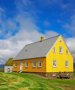 Iceland Houses Yellow Diamond Painting