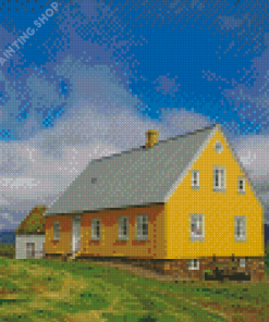 Iceland Houses Yellow Diamond Painting