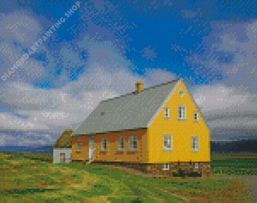 Iceland Houses Yellow Diamond Painting