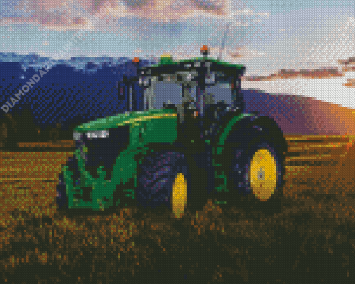 John Deere Tractor At Sunset Diamond Painting