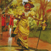 Lady And Goldfish Pond Diamond Painting