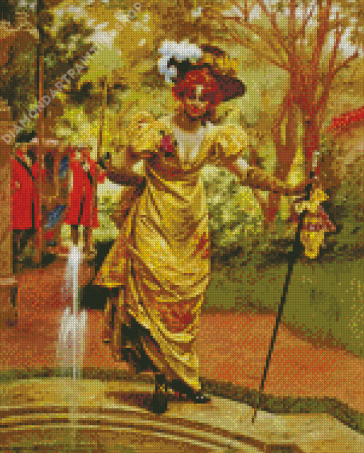 Lady And Goldfish Pond Diamond Painting