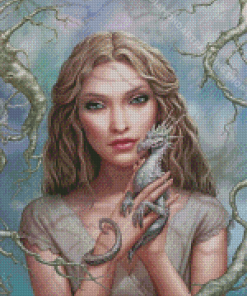 Little White Dragon And Girl Diamond Painting