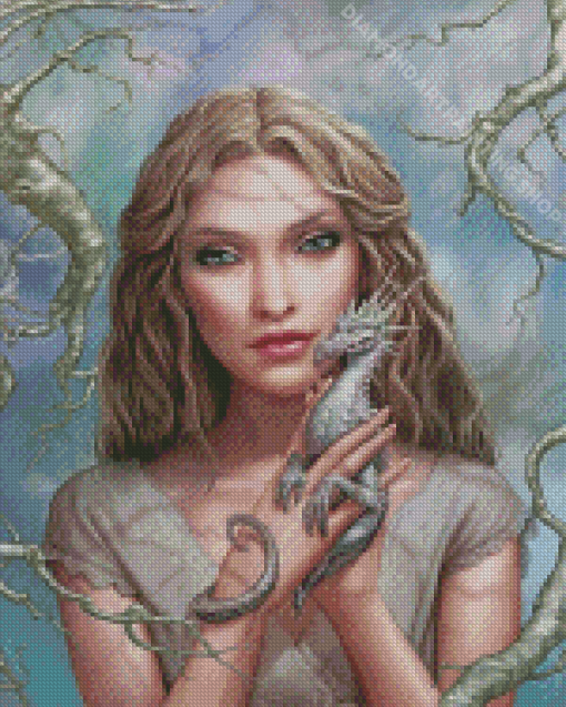 Little White Dragon And Girl Diamond Painting