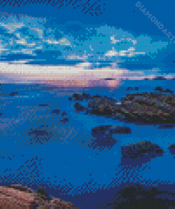 Mediterranean Seascape Night Diamond Painting