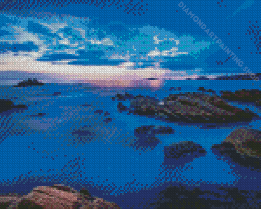 Mediterranean Seascape Night Diamond Painting