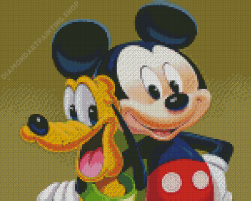 Mickey Mouse And Pluto Diamond Painting