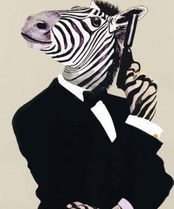 Mr Zebra With Gun Diamond Painting