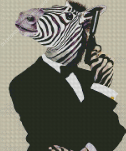 Mr Zebra With Gun Diamond Painting