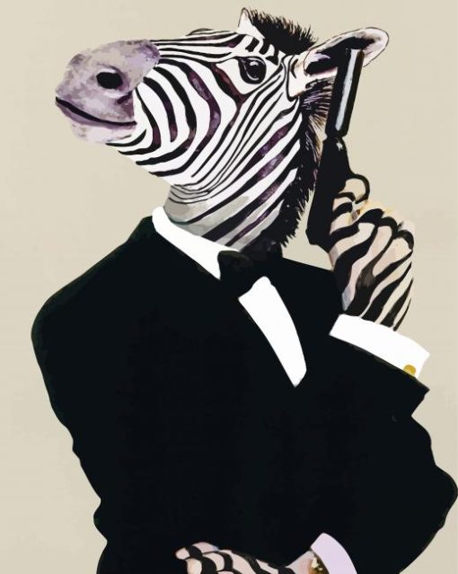 Mr Zebra With Gun Diamond Painting