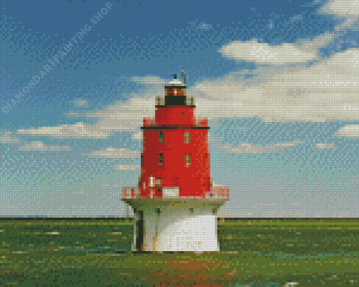 Old Miah Maull Shoal New Jersey Lighthouse Diamond Painting