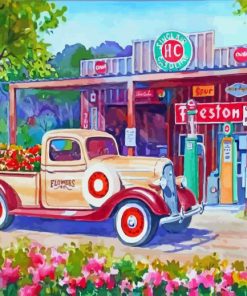 Old Gas Station Truck Art Diamond Painting