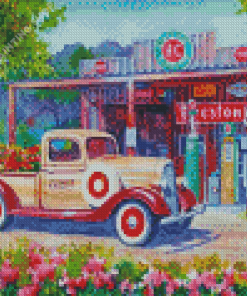 Old Gas Station Truck Art Diamond Painting