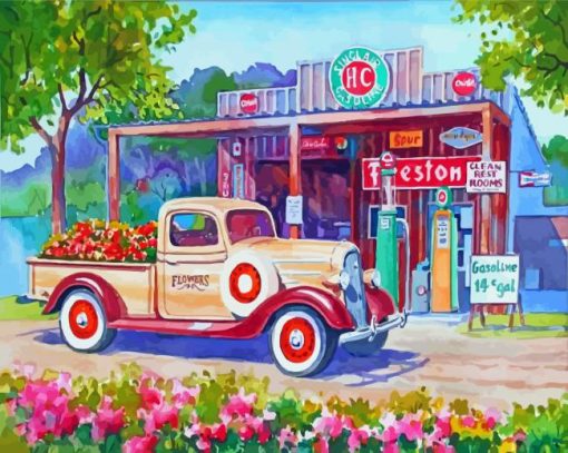 Old Gas Station Truck Art Diamond Painting