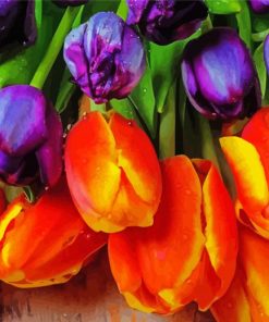 Orange Purple Tulip Diamond Painting