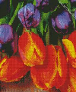 Orange Purple Tulip Diamond Painting