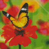 Orange Flower With Butterfly Diamond Painting