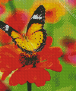 Orange Flower With Butterfly Diamond Painting