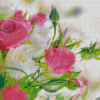 Pink And White Roses Flowers Diamond Painting