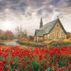 Poppies Country Church Diamond Painting