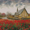 Poppies Country Church Diamond Painting