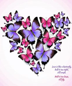 Purple And Pink Heart Of Butterflies Diamond Painting