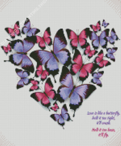 Purple And Pink Heart Of Butterflies Diamond Painting