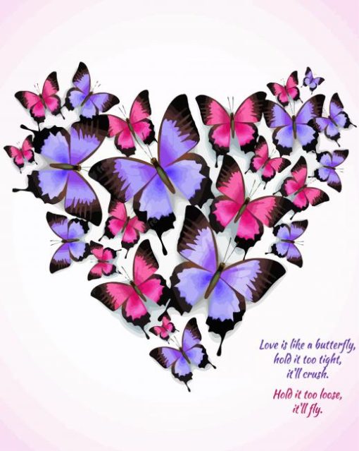 Purple And Pink Heart Of Butterflies Diamond Painting