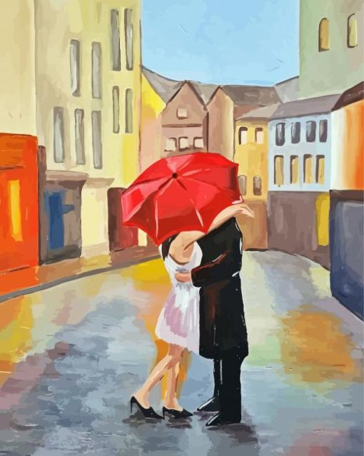 Romance Couple In Rain Diamond Painting