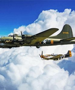 Sally B17 And P51 Mustang Diamond Painting