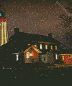 Snowy Fort Gratiot Lighthouse Diamond Painting