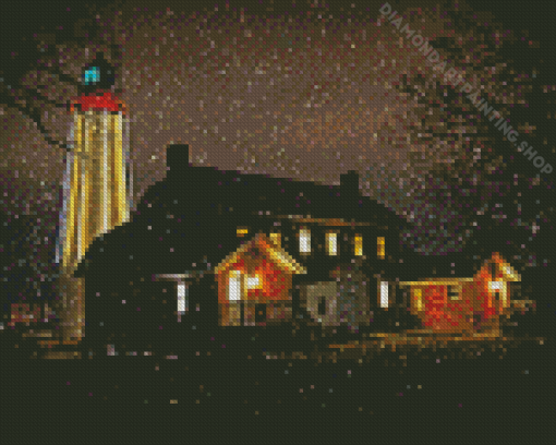 Snowy Fort Gratiot Lighthouse Diamond Painting