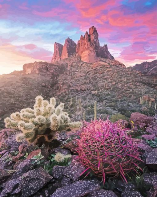 Superstition Mountains Sunset Diamond Painting