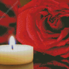 Tea Light And Red Roses Diamond Painting